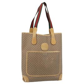 GUCCI Micro GG Supreme Web Sherry Line Bag PVC Beige 002 904 0223 Auth 182364 Beige Golden