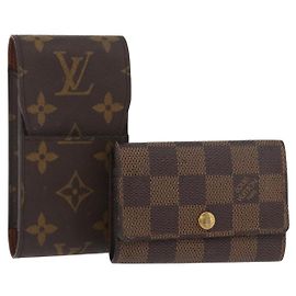 LOUIS VUITTON Monogram Damier Ebene Cigarette Case 2 Set LV Auth BA13056 Monogram