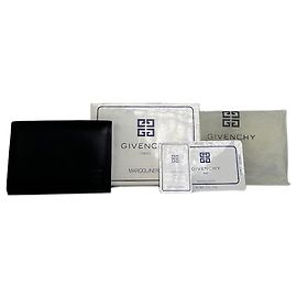 Vintage Givenchy Calf Leather Wallet Black Silver Black