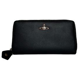 Vintage Vivienne Westwood Saffiano Leather Wallet Black Silver Black
