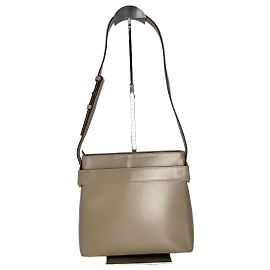 Salvatore Ferragamo Bolsa de ombro vintage Ferragamo em couro granulado bege e dourado Bege