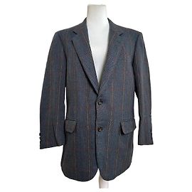 Vintage Balenciaga Houndstooth Wool Blazer Blue Grey Red M Grey