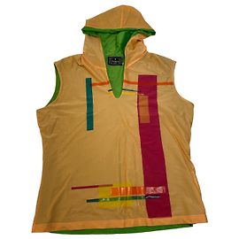 Haut à capuche Vintage Fendi à imprimé abstrait Orange Vert Rose M Orange