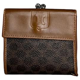 Céline Vintage Celine Wallet beschichtetes Canvas Braun Tan Silber Kamel