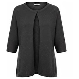 Pull en maille de coton noir à micro-sequins Peserico Noir