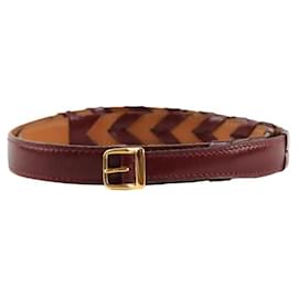 Hermès Cinturón de cuero color burdeos Burdeos