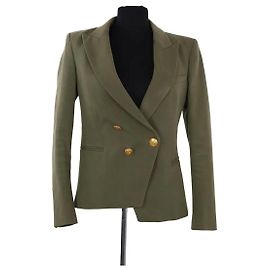 Blazer Balmain in cotone kaki Cachi