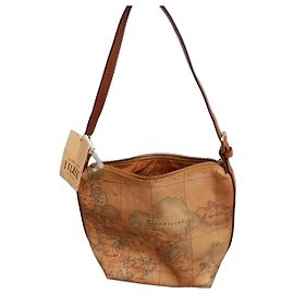 Autre Marque Alviero Martini 1a Classe Bolsa Tiracolo Couro Estampa Mapa Marrom