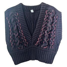 Pull en cachemire Hermès marron avec détails en cuir Marron