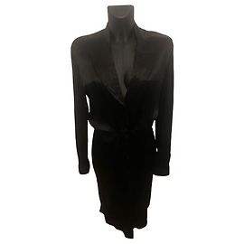Thierry Mugler Abito in raso nero a maniche lunghe Mugler Altro