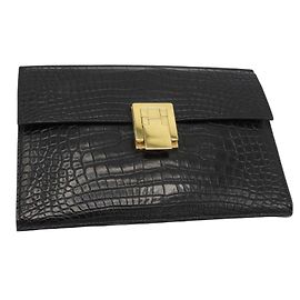 Hermès Alligator-Clutch, Schwarz Schwarz