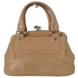 Céline Celine Bolsa em couro bege kiss-lock Bege
