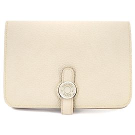 Hermès Cartera compacta de dos pliegues Dogon Hermes Blanco