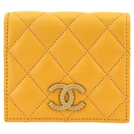 Chanel Matelassé Small Wallet Yellow Mustard