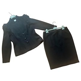 Autre Marque Armani Collezioni Black Wool Skirt Suit Black
