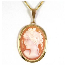 Autre Marque 14K Gelbgoldhalskette mit Muschel-Cameo Golden