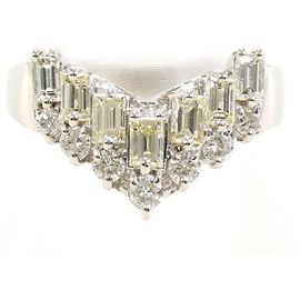 Autre Marque Platinum Band Ring with Yellow Diamond Other Yellow