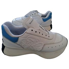 Alexander McQueen Sprint Runner Leather Sneakers - White/Blue White Blue