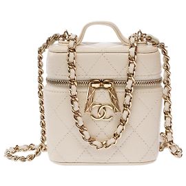 Bolsa CHANEL Vanity em Couro Branco - 103565 Branco