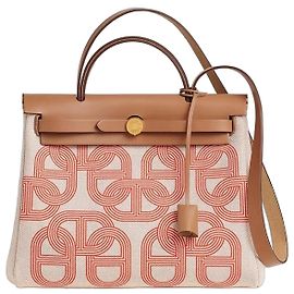 Hermès Herbag Zip 31 Wendbare Tasche Ecru Chaine d'Ancre Rot Beige
