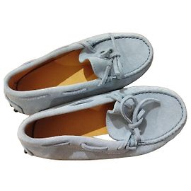 Tod's Sky Blue Suede Gommino Loafers Blue