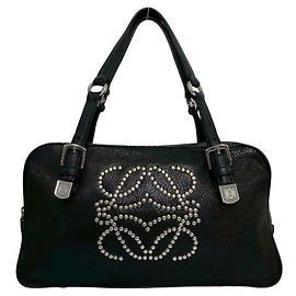 Sac à main en cuir avec logo Anagram serti Loewe Noir