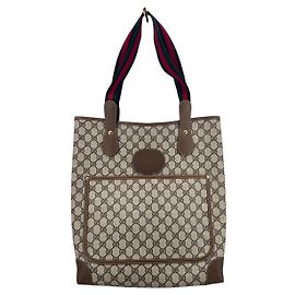 Gucci Bolso tote de compras GG Monogram Canvas Web Vintage beige Beige