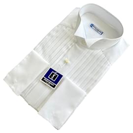 Yves Saint Laurent Chemise de smoking vintage blanc pour homme col cassé Taille 39 Blanc