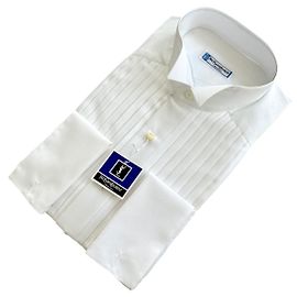 Yves Saint Laurent Camicia da smoking vintage bianca da uomo con colletto wingtip Taglia 39 Bianco
