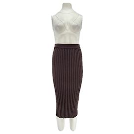 Helmut Lang Brown Wool Mid-Length Skirt Brown