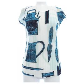 Autre Marque PLEATS PLEASE Top Weiß Blau