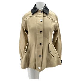 Veronica Beard Veste beige et col en cuir Beige
