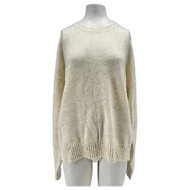 Pull en laine blanc Yves Salomon Beige
