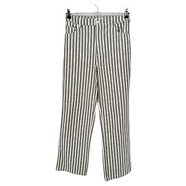 Claire Dévé Calça jeans listrada cáqui e branco Caqui