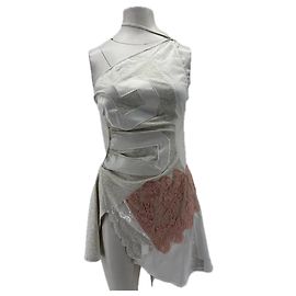 Autre Marque Vestido asimétrico de dos materiales Gris