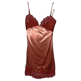 Versace Vestido de alcinha em seda e renda Vermelho Outro