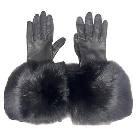 Gucci Luvas de couro preto e pele Preto