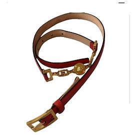 Versace Medusa Head Leather Belt Red Red Golden
