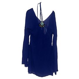 Versace Beachwear Vestido de gasa de seda azul Azul