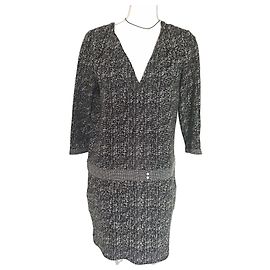 Ba&Sh schwarz-weißes Kleid mit abstraktem Muster Schwarz Weiß