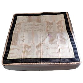 Lenço de seda Gianni Versace XXL 140x140 Preto Rosa Branco Bege Creme Castanho claro Caramelo Verde claro