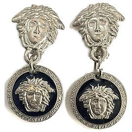 Gianni Versace Orecchini a clip Medusa Nero Bianco