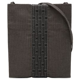 Pochette Herline em lona cinza Hermès Marrom