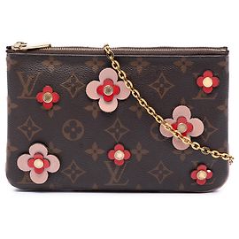 Louis Vuitton Braunes Monogram Blooming Flowers Double Zip Pochette Braun