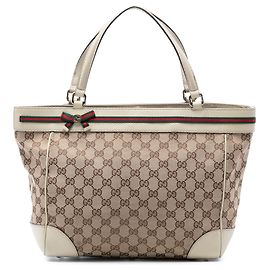 Gucci Beige GG Canvas Web Mayfair Tote Beige