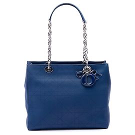 Ultradior Tote aus blauem Cannage-Kalbsleder, Größe Medium Blau