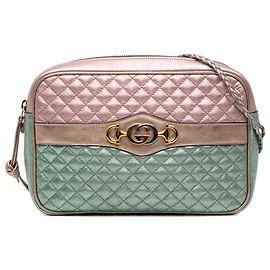 Bolsa transversal Gucci Green Laminated Nappa Trapuntata Outro Verde