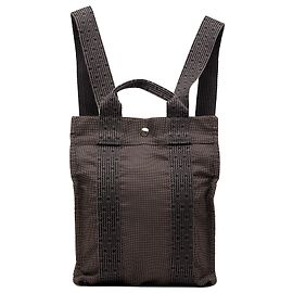 Hermès Gray Canvas Herline Backpack PM Brown