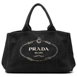 Bolsa Prada Black Canvas Canapa Logo Preto