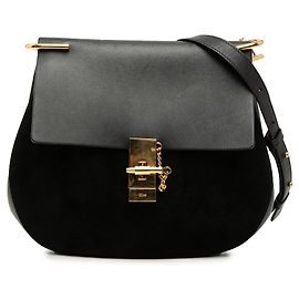 Chloé Borsa a tracolla Drew in scamosciato e pelle di vitello nera, taglia Medium Nero